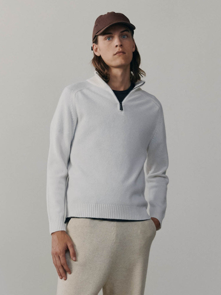 Mens Architect Zip Cashmere Sweater Frost | Begg x Co