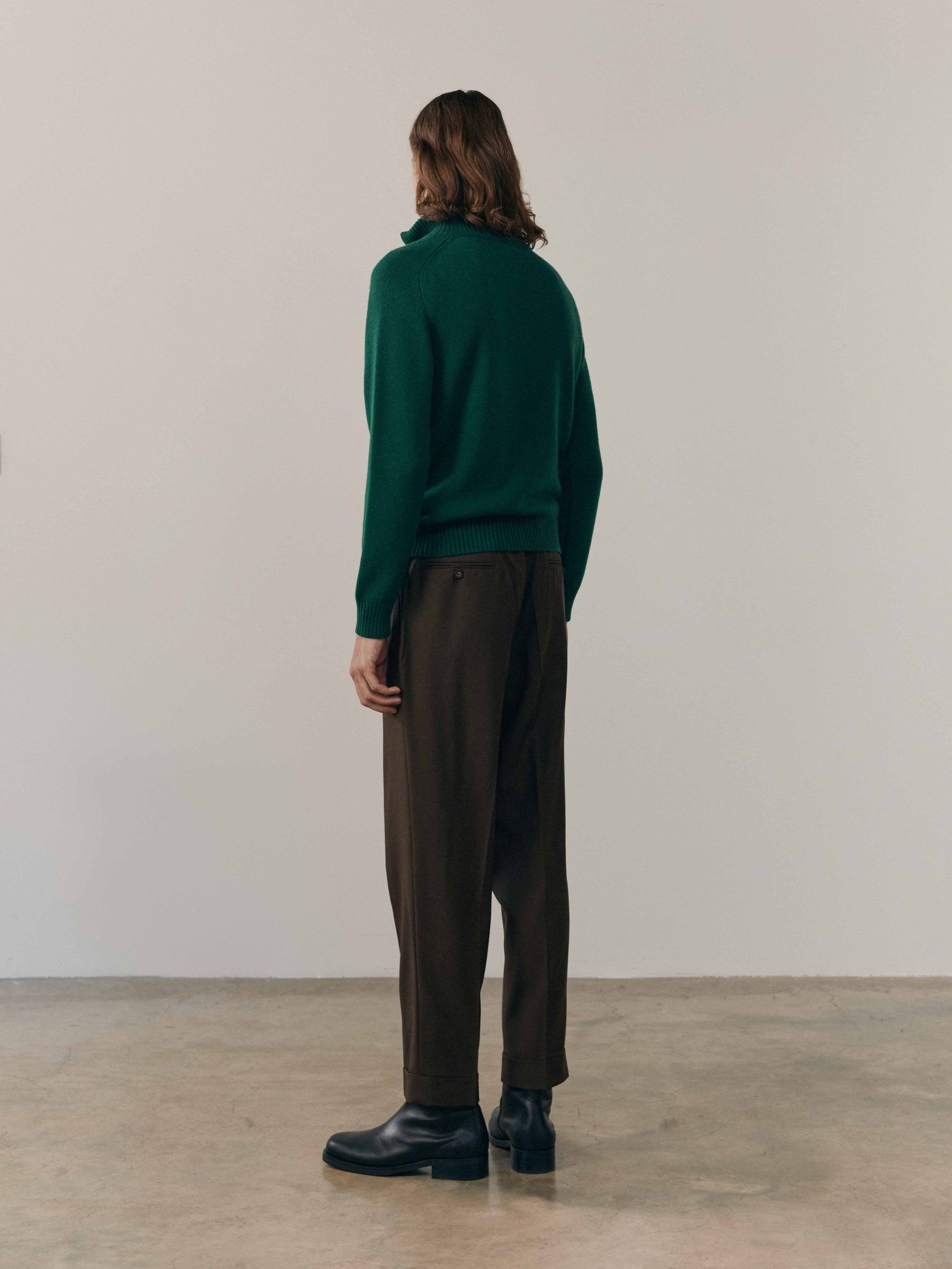 Mens Architect Zip Cashmere Sweater Rich Green | Begg x Co