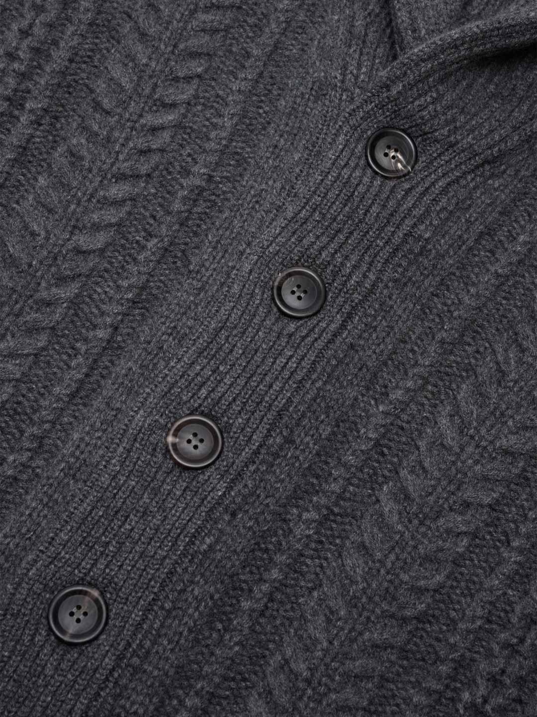 (新品)argue☆COTTON CASHMERE KNIT CARDIGAN Mens Aspen Asphalt Grey Cashmere Knitted Cardigan - Begg x Co