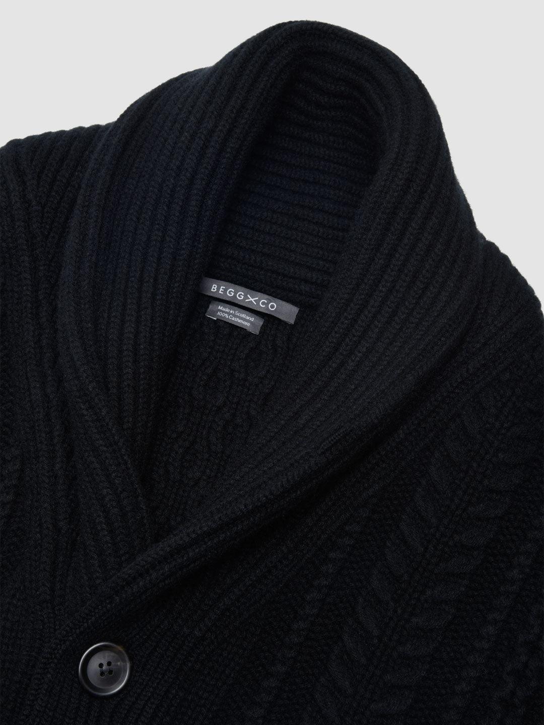 Womens Aspen Black Cashmere Knitted Cardigan - Begg x Co