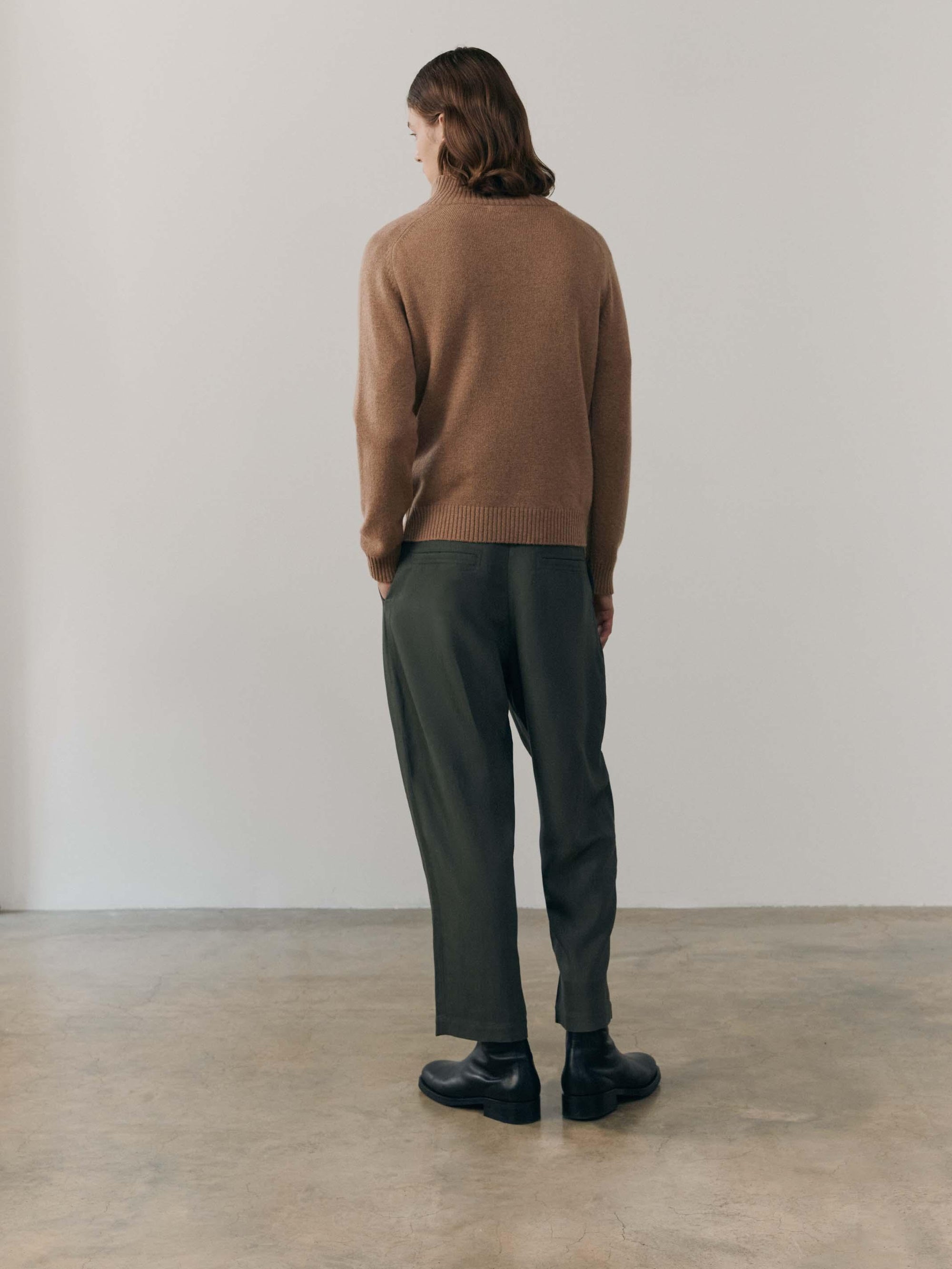 Mens Architect Zip Neck Cashmere Sweater Caramel | Begg x Co