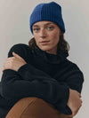 Knitted Bi-Colour Cashmere Beanie Blue| Begg x Co