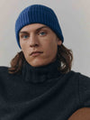 Knitted Bi-Colour Cashmere Beanie Blue| Begg x Co
