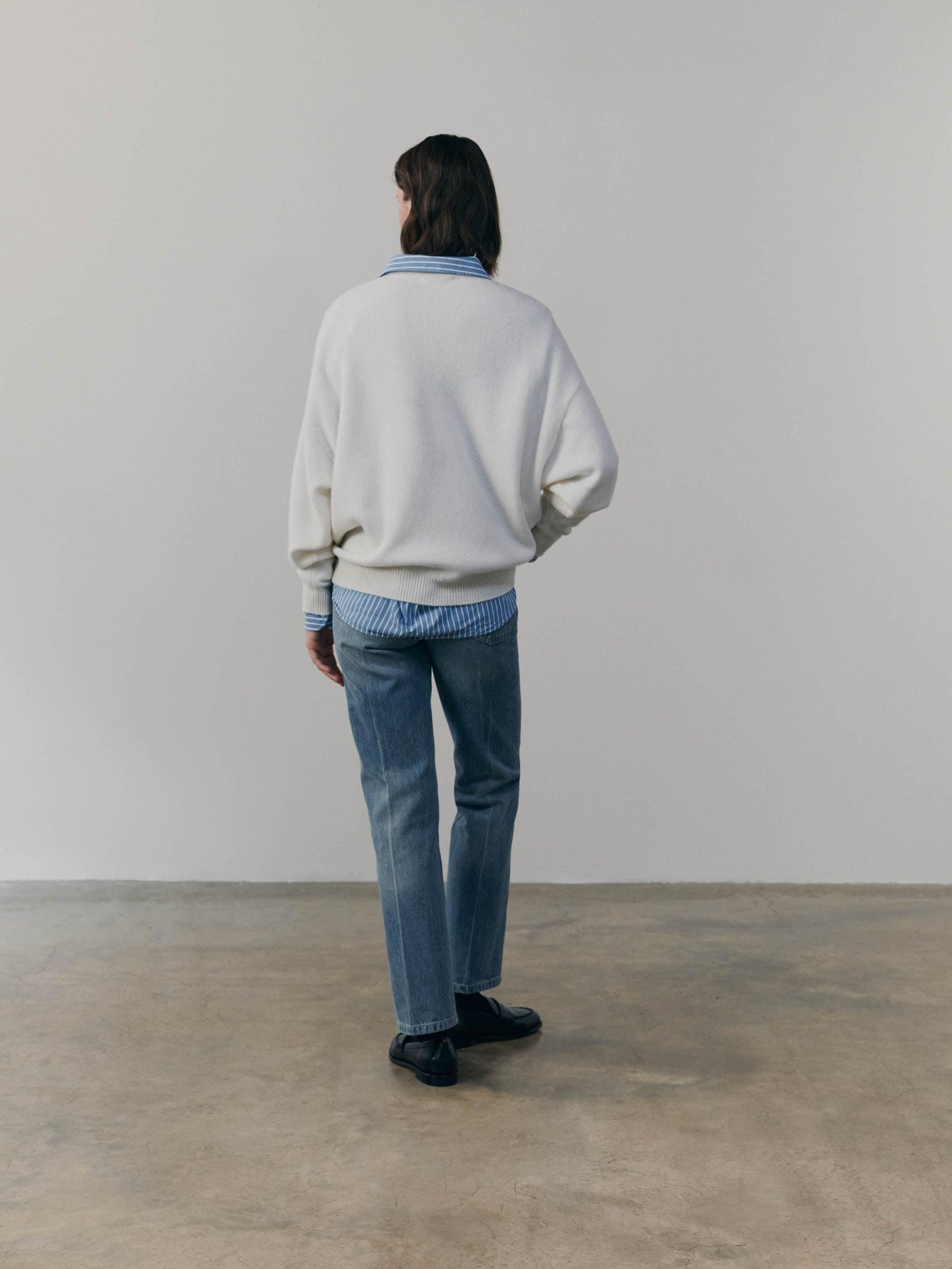 Womens Joy Slouch Cashmere Knitted Crewneck Sweater Frost | Begg x Co