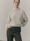 Womens Joy Slouch Cashmere Knitted Mock Neck Sweater Natural | Begg x Co