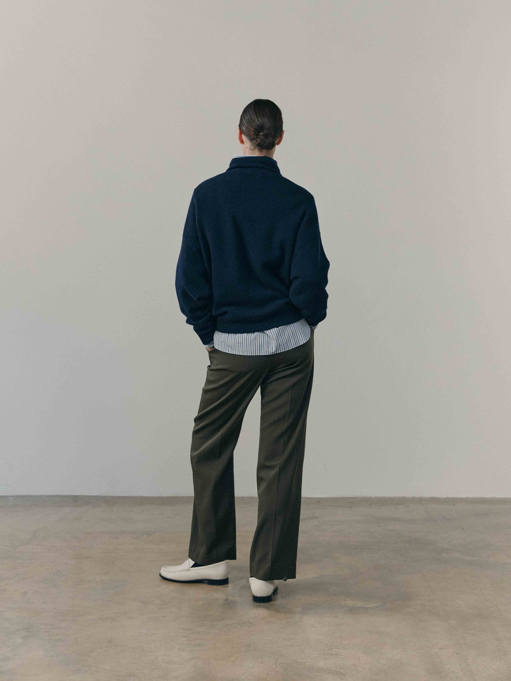 Womens Joy Slouch Cashmere Knitted Mock Neck Sweater Night Sky | Begg x Co