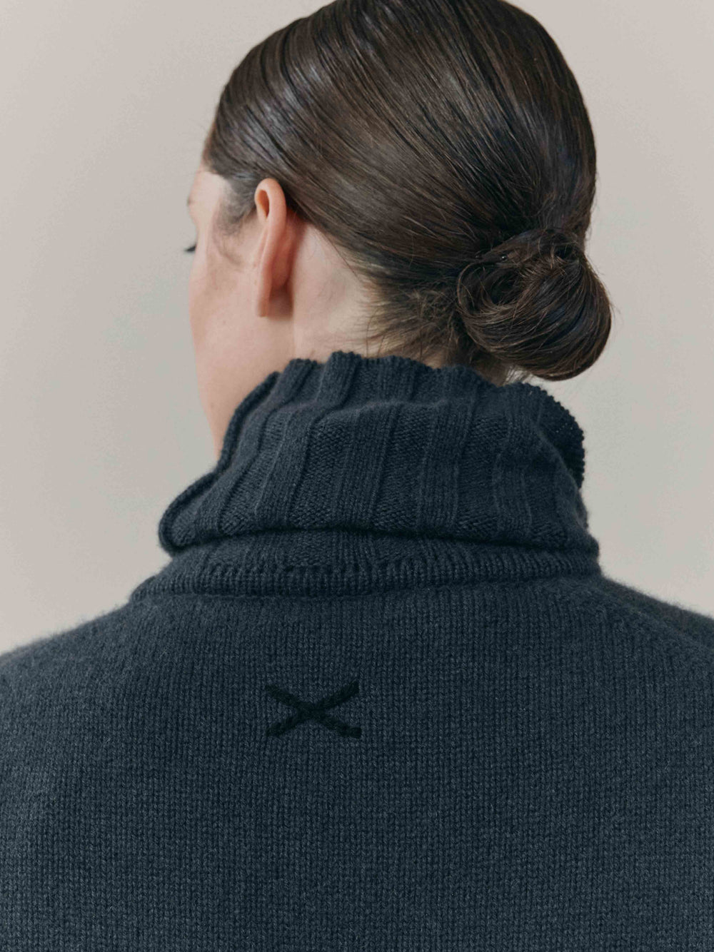 Womens Joy Slouch Cashmere Knitted Mock Neck Sweater Night Sky | Begg x Co