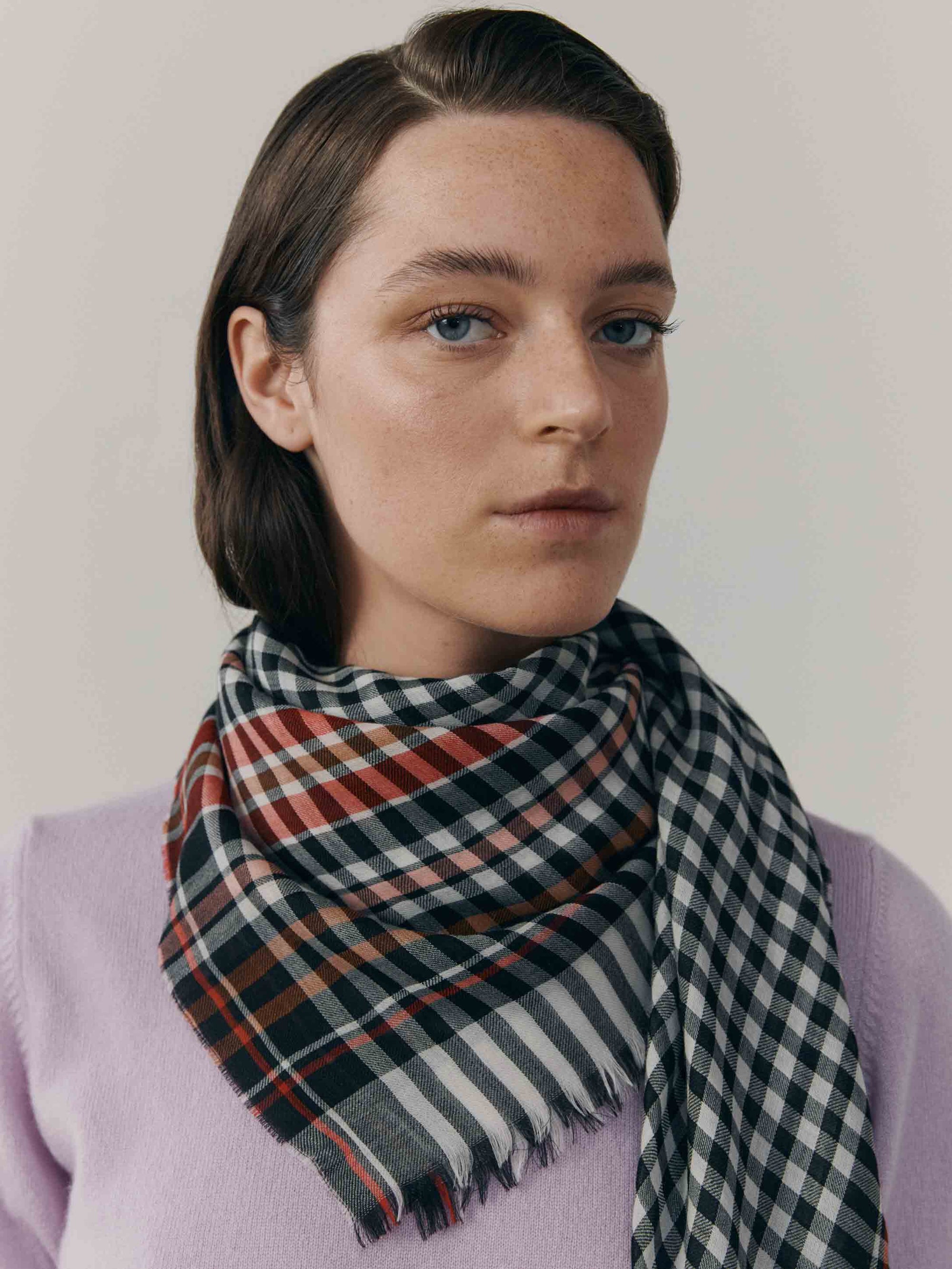 Womens Wispy Nomad Monochrome Lightweight Cashmere Scarf | Begg x Co