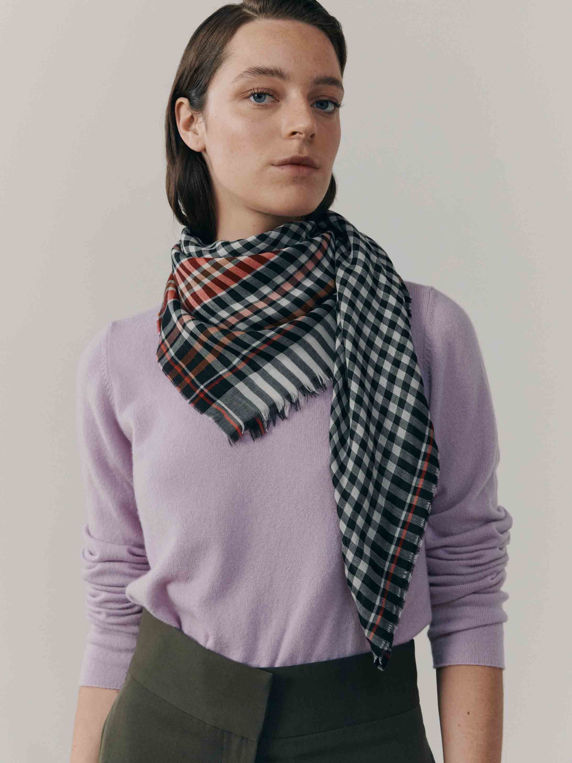 Womens Wispy Nomad Monochrome Lightweight Cashmere Scarf | Begg x Co