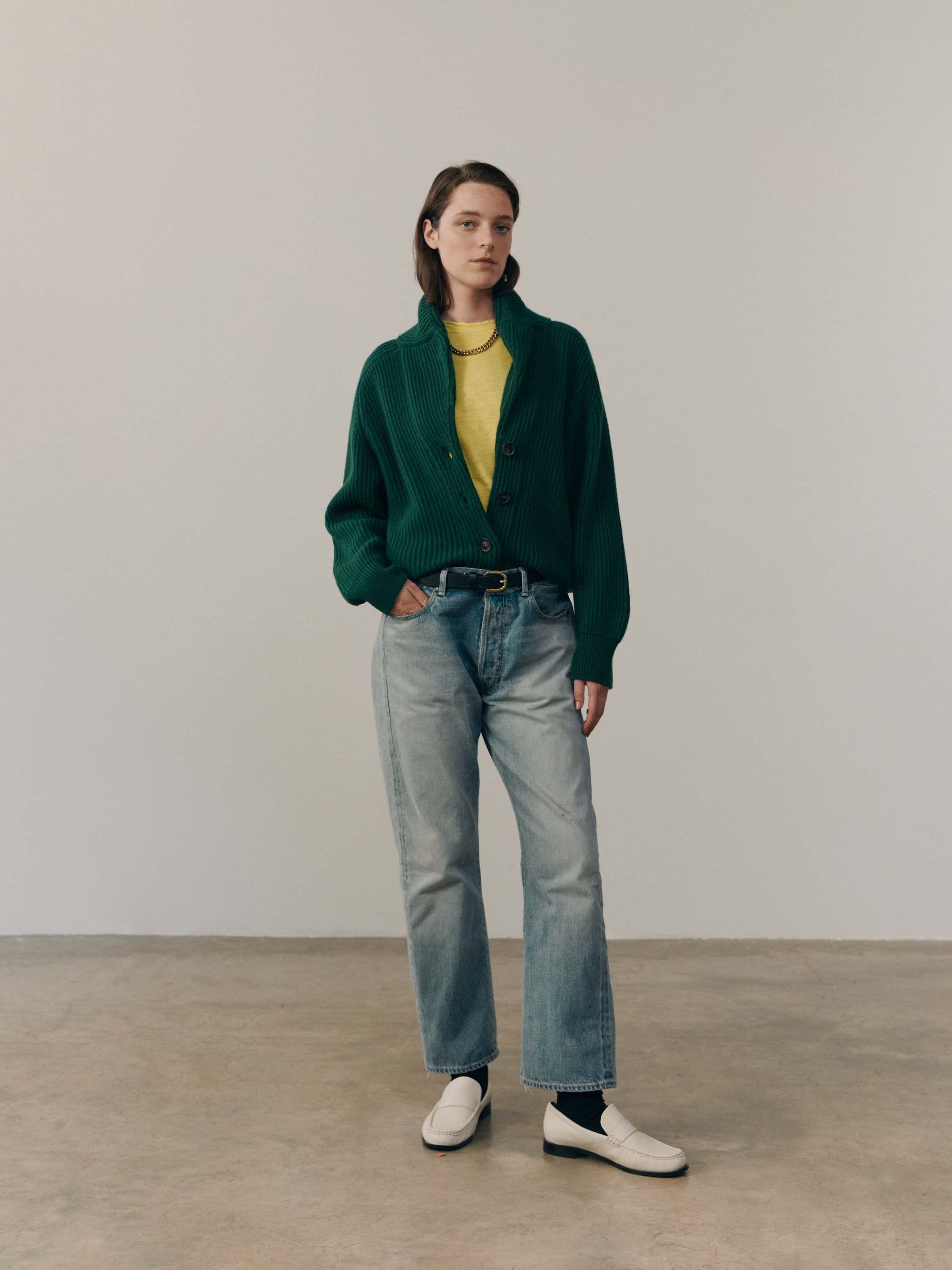 Womens Mini Yacht Cashmere Cardigan Rich Green | Begg x Co