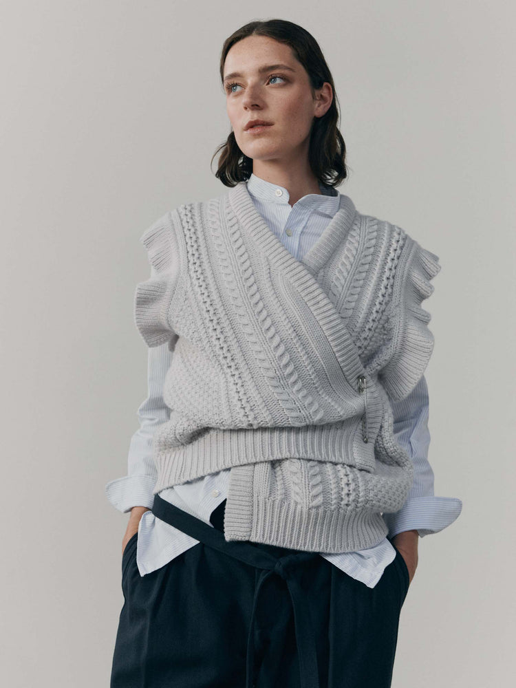 Womens Nico Cashmere Knitted Waistcoat Glacier | Begg x Co