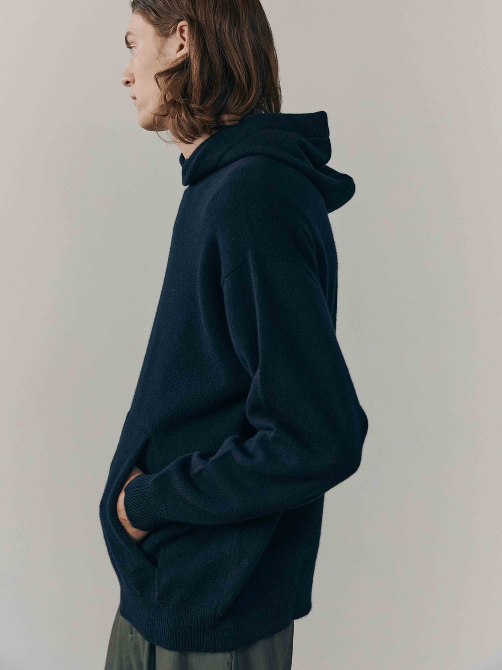 Mens Rockcliffe Cashmere Knitted Hoody Pacific | Begg x Co