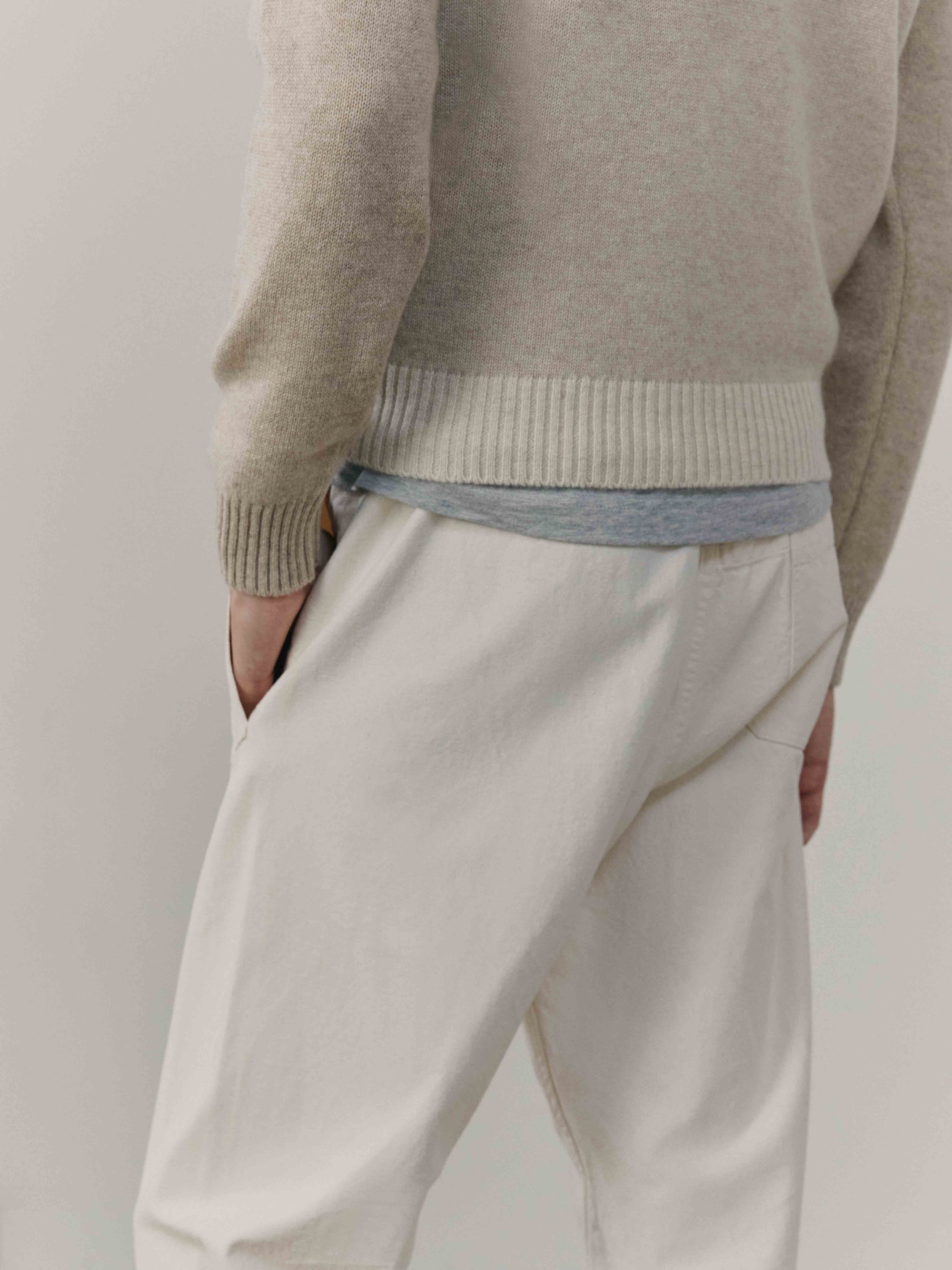 Mens Shadow Cashmere Crewneck Sweater Natural | Begg x Co