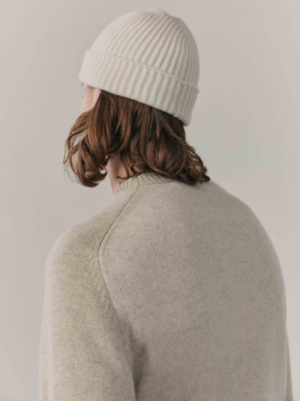 Mens Shadow Cashmere Crewneck Sweater Natural | Begg x Co