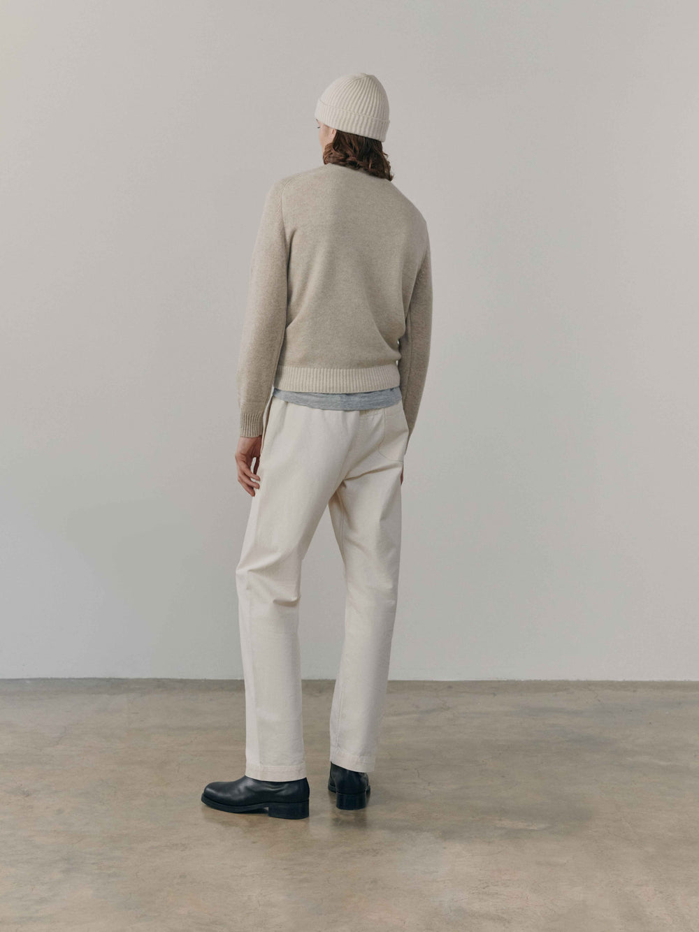 Mens Shadow Cashmere Crewneck Sweater Natural | Begg x Co