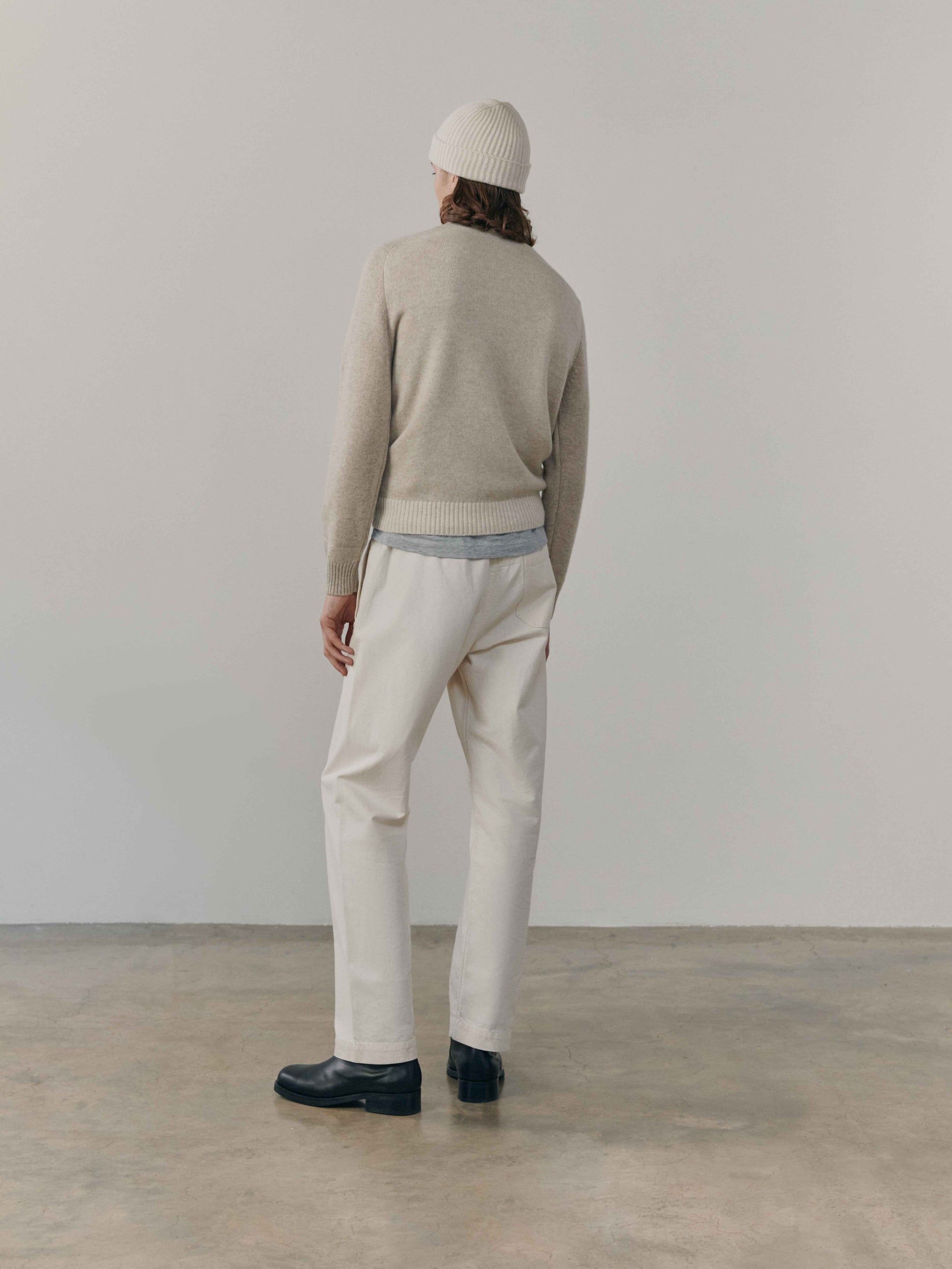 Mens Shadow Cashmere Crewneck Sweater Natural | Begg x Co