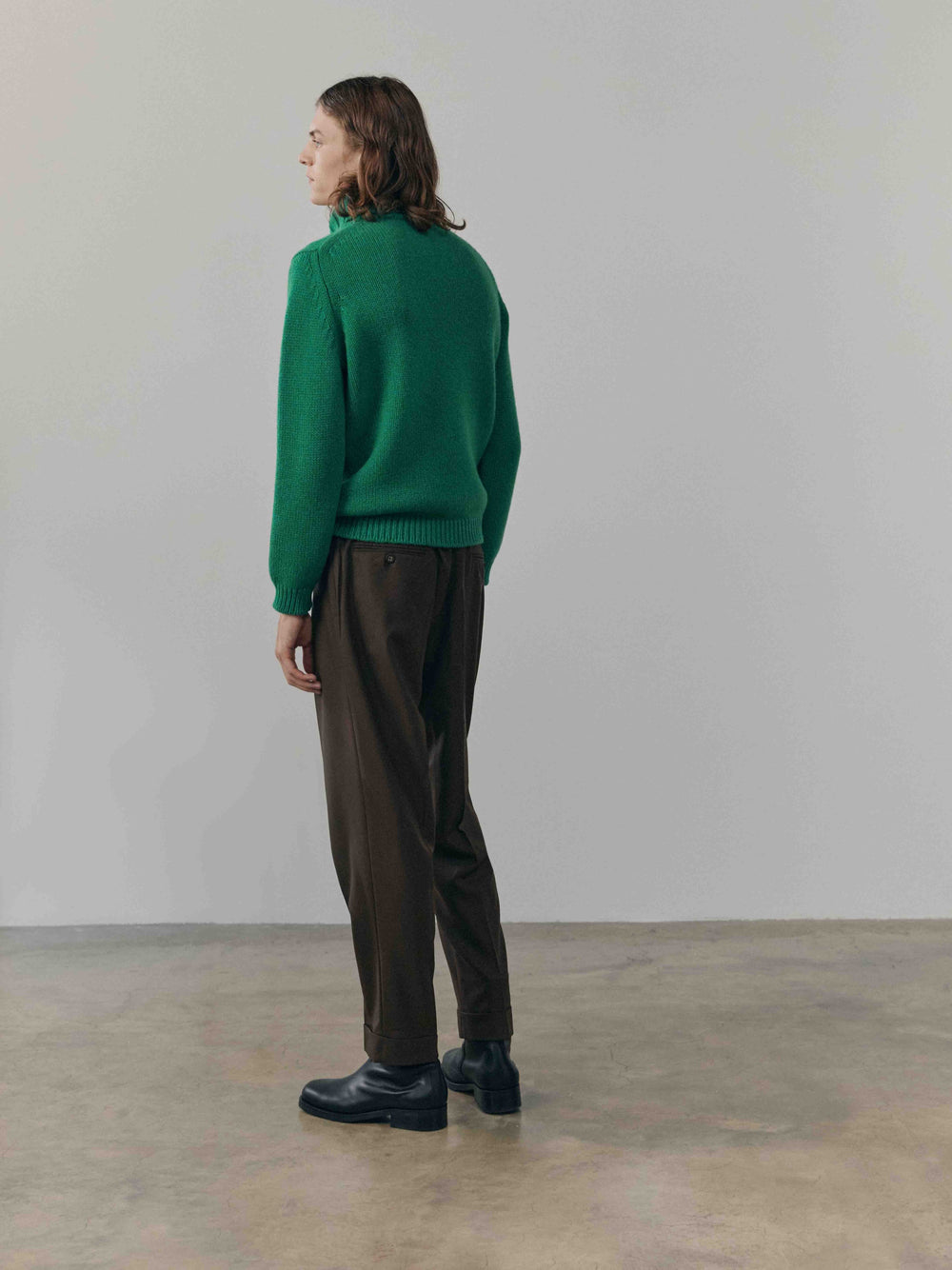 Mens Tweedy Cashmere Roll Neck Sweater Rainforest | Begg x Co