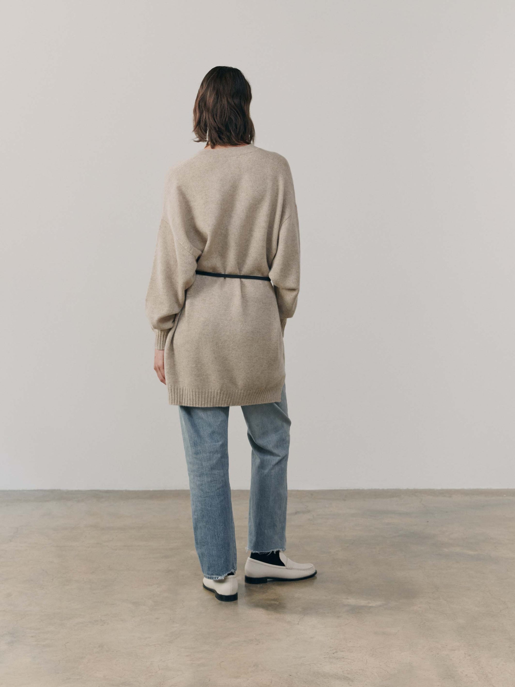 Womens Varikino V-Neck Cashmere Knitted Sweater Natural Melange | Begg x Co