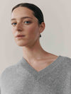 Womens Varikino V-Neck Cashmere Knitted Sweater Grey | Begg x Co