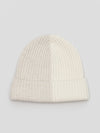Knitted Bi-Colour Cashmere Beanie Hat in Undyed/White by Begg x Co