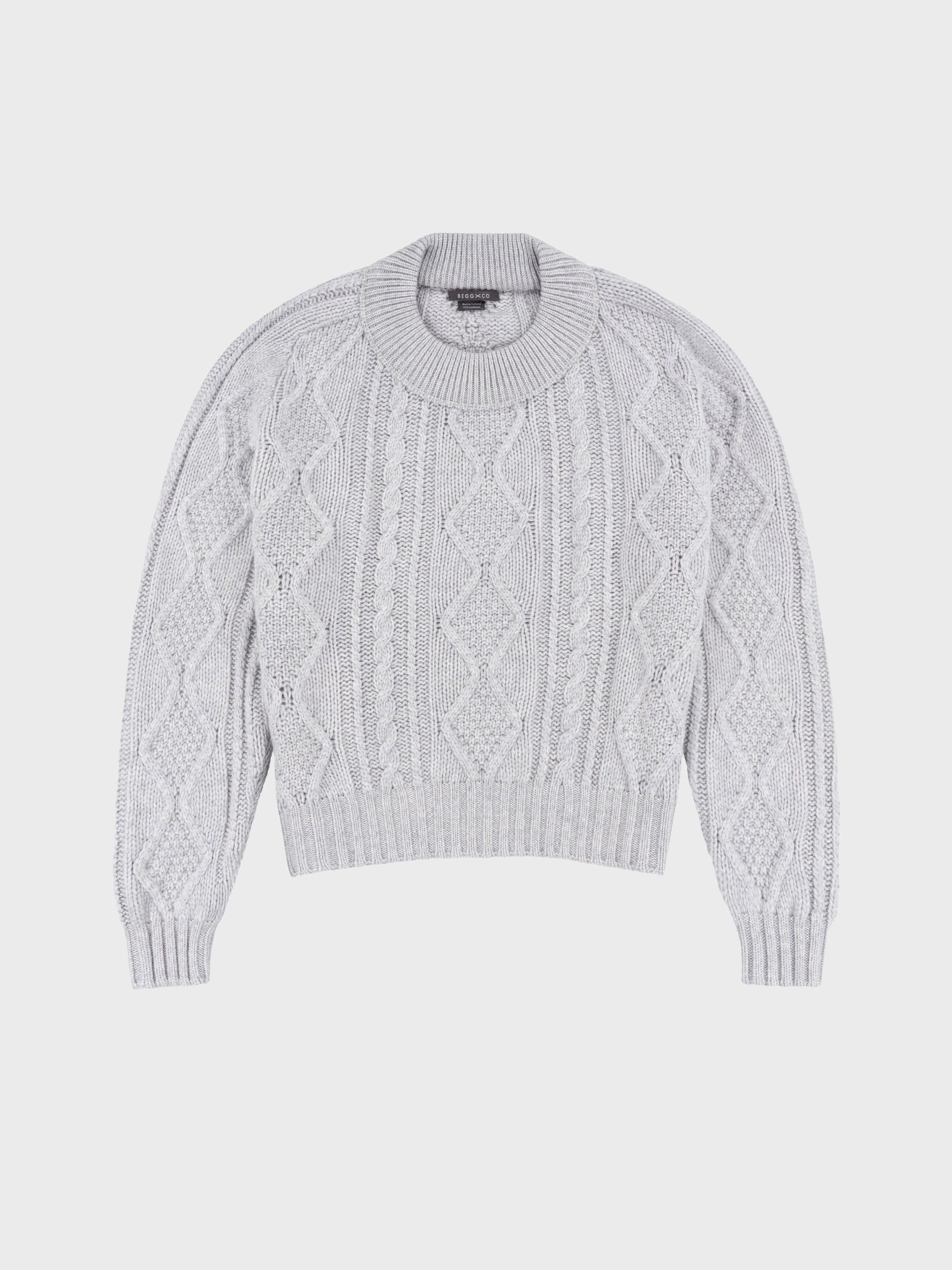 begg & co Womens Fionn Sanderling Grey Cashmere Sweater - Begg x Co
