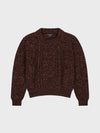Brown and red knitted sweater on a light gray background