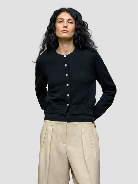 Women's Black Golfer Cashmere Cardigan | Begg x Co
