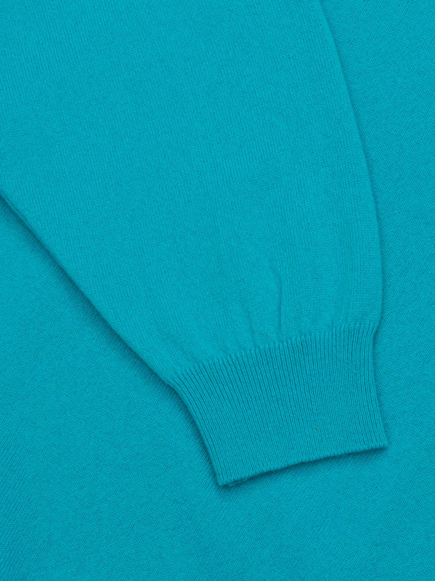 Womens Jade Knitted Cashmere V-Neck Sweater Tropical Blue - Begg x Co