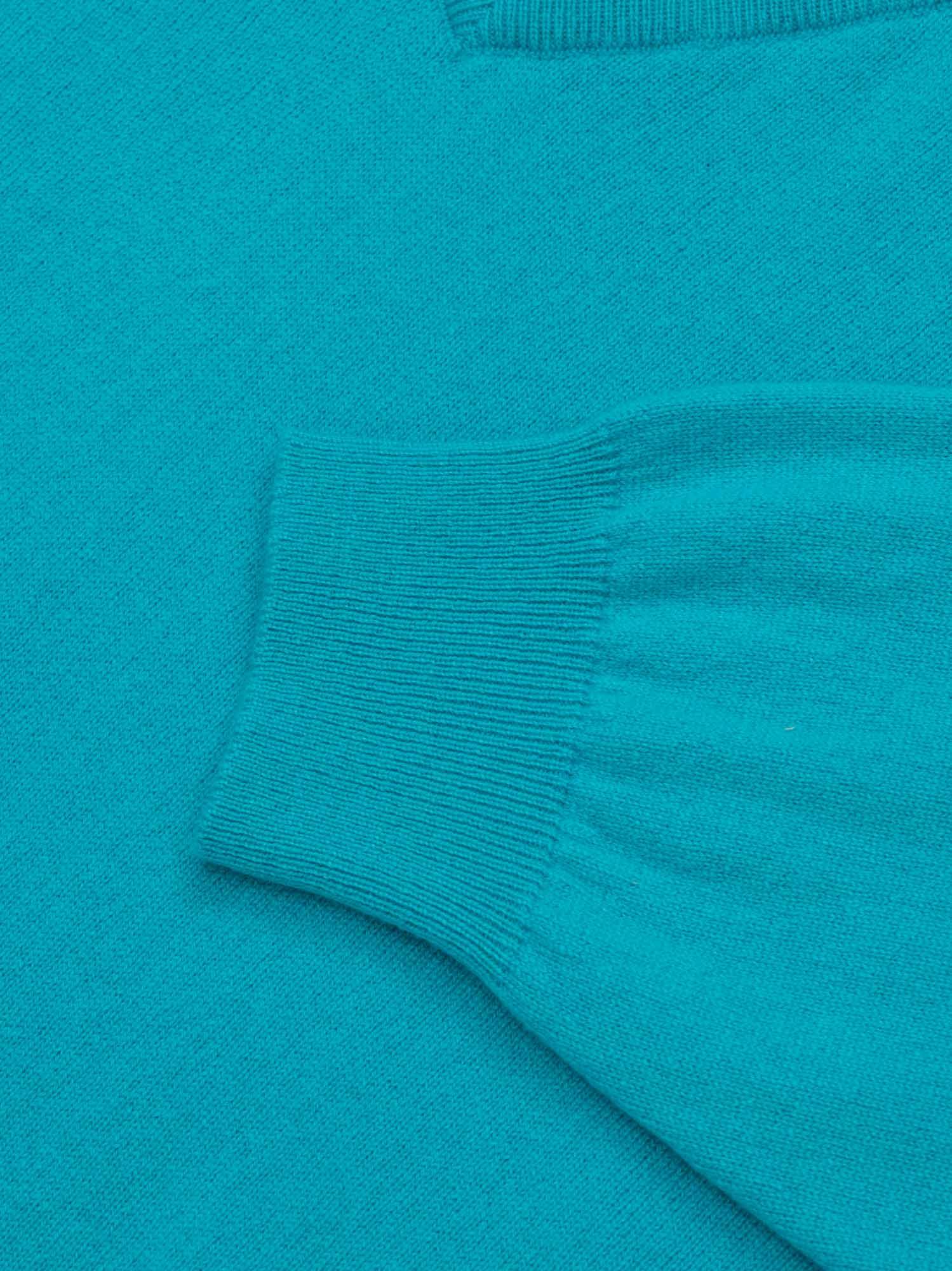 Womens Jade Knitted Cashmere V-Neck Sweater Tropical Blue - Begg x Co