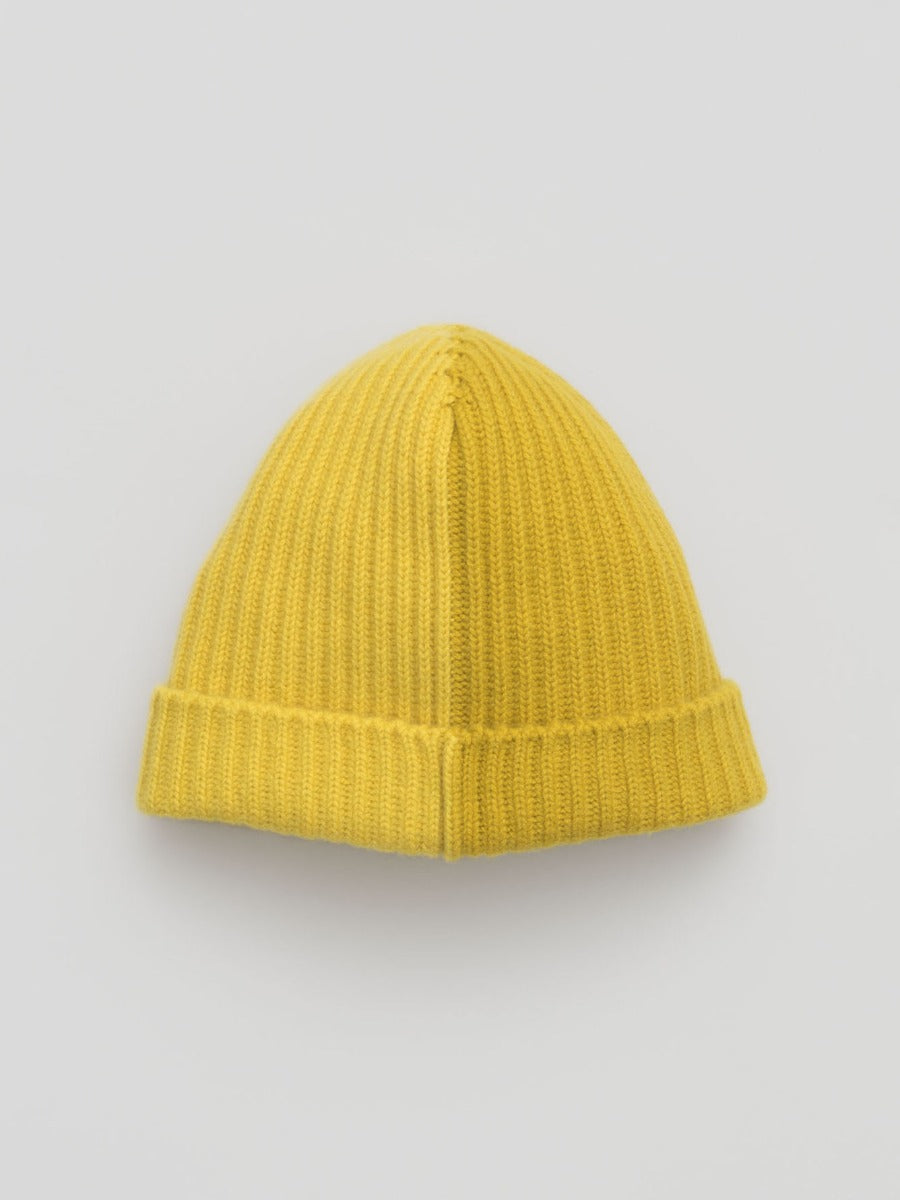 Men's Cashmere Bi-colour Beanie in Yellow by Begg x Co