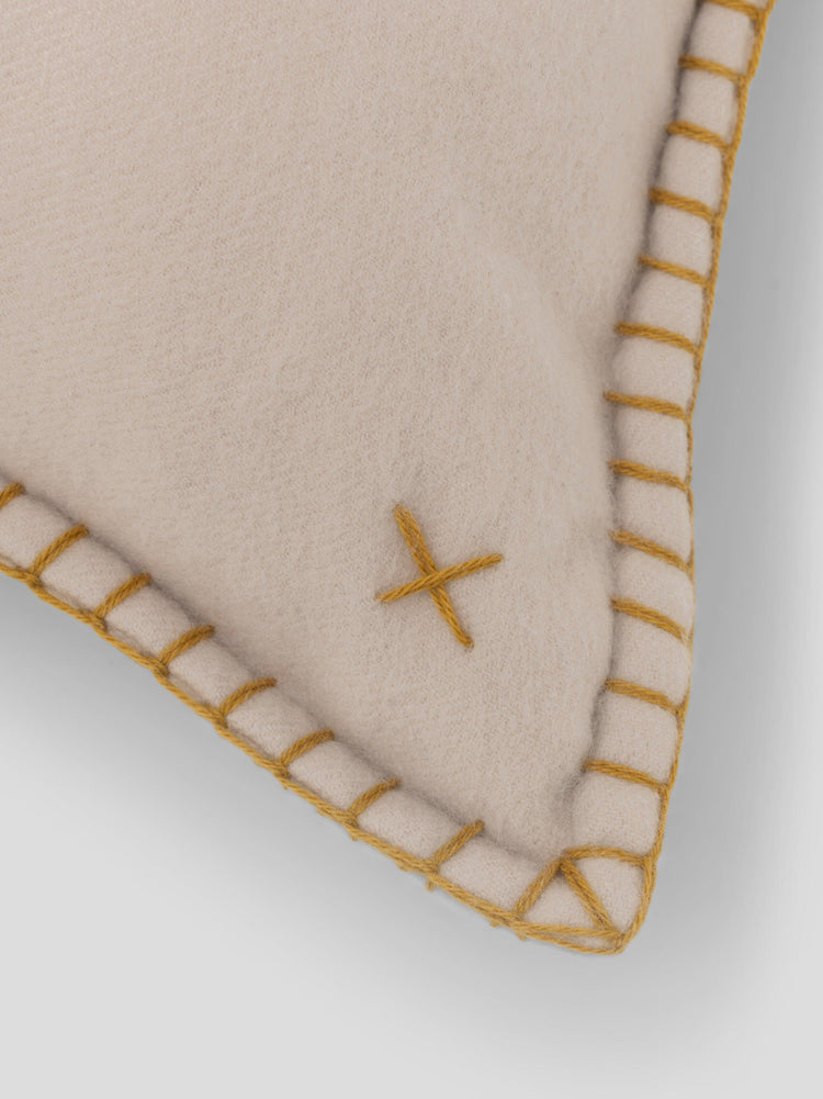 Lewis Cashmere Cushion Oyster Gold | Begg x Co