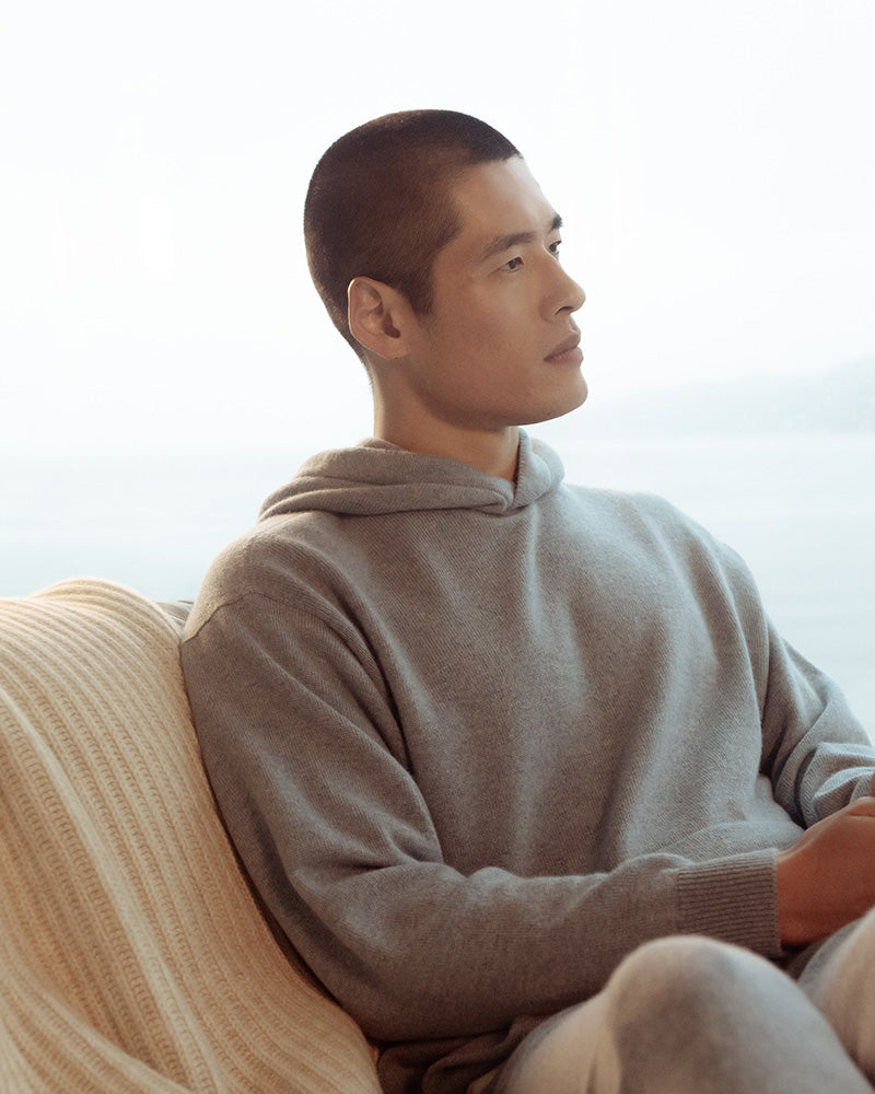 Mens Sanderling Grey Cashmere Alex Beanie Hat - Begg x Co