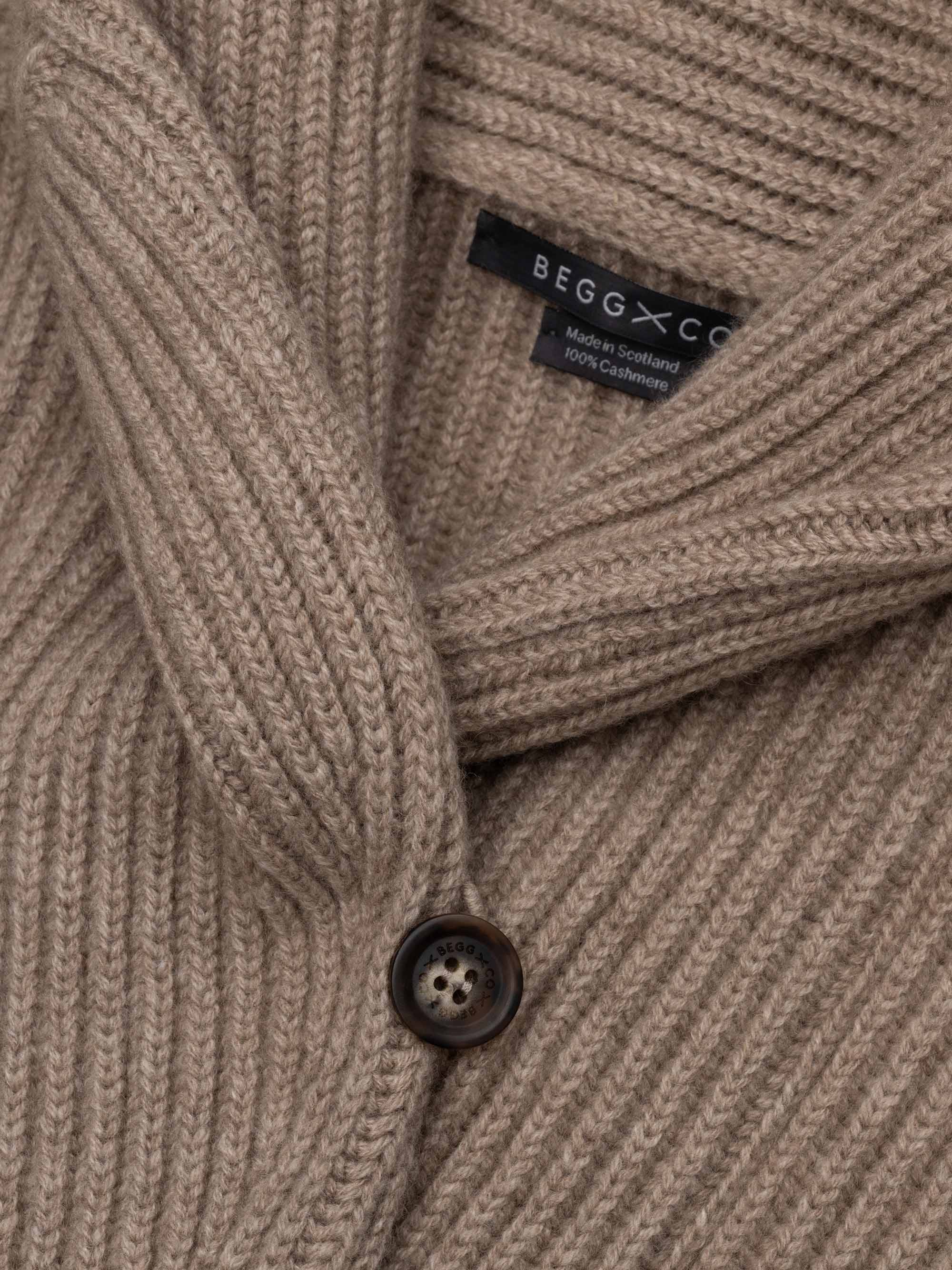 Womens Mini Yacht Brown Undyed Cashmere Cardigan - Begg x Co