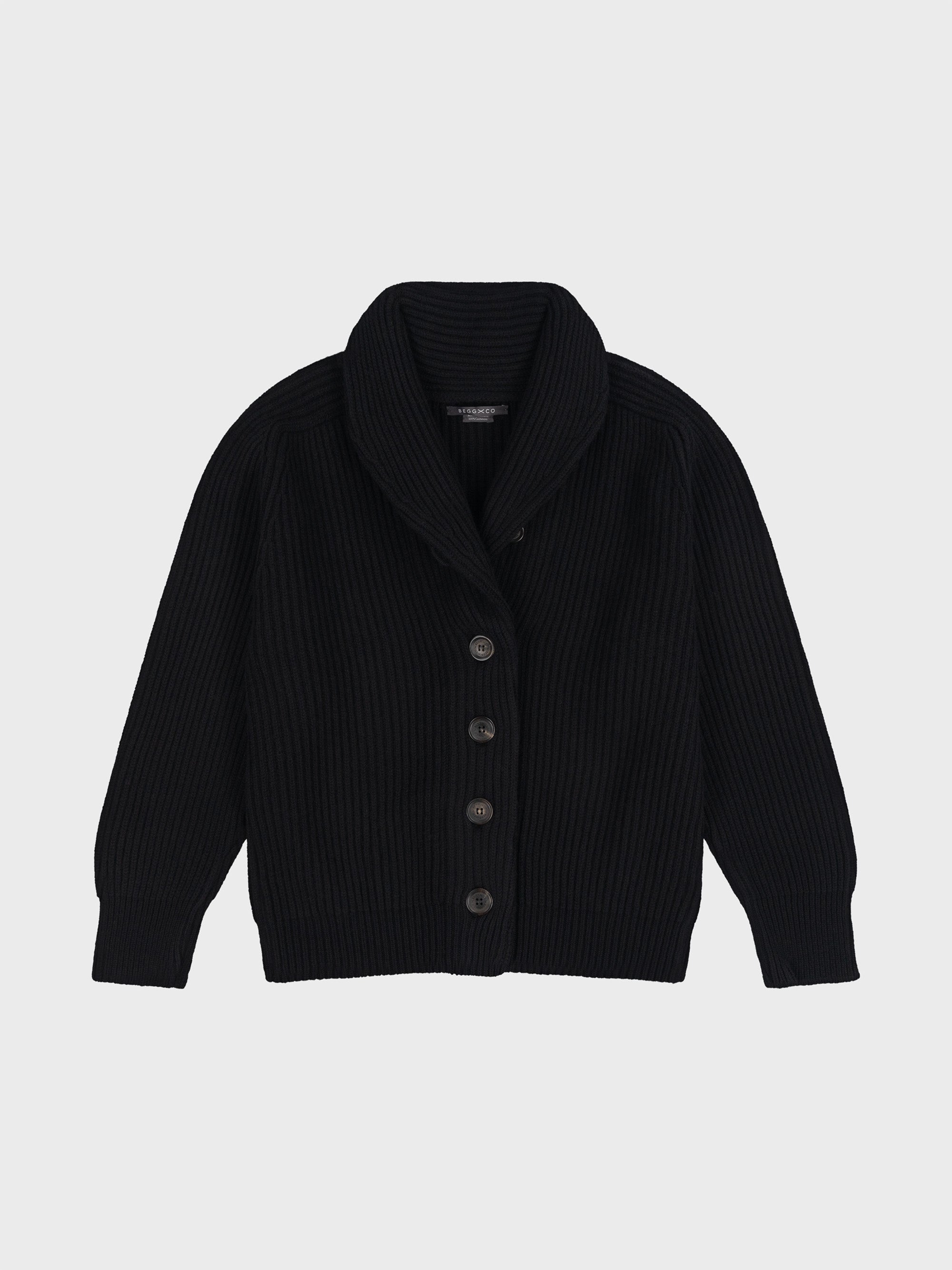 Womens Mini Yacht Black Cashmere Cardigan - Begg x Co
