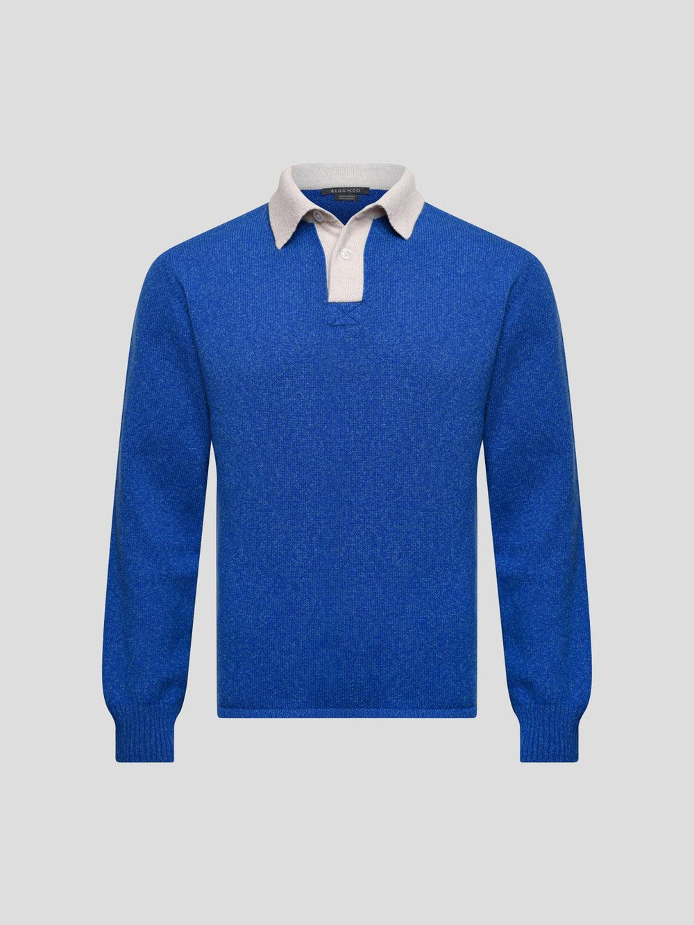 Mens Player Shirt Knitted Cashmere Polo Azurite - Begg x Co