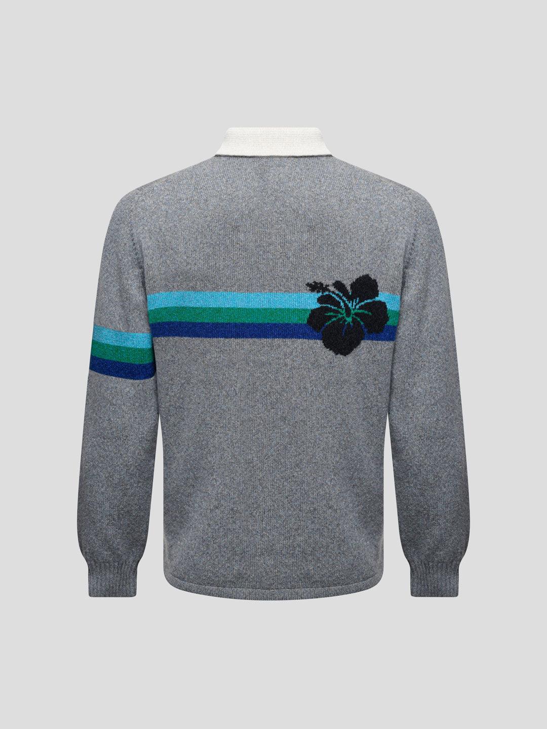 Mens Rip Tide Knitted Cashmere Polo Storm Sky Multi - Begg x Co