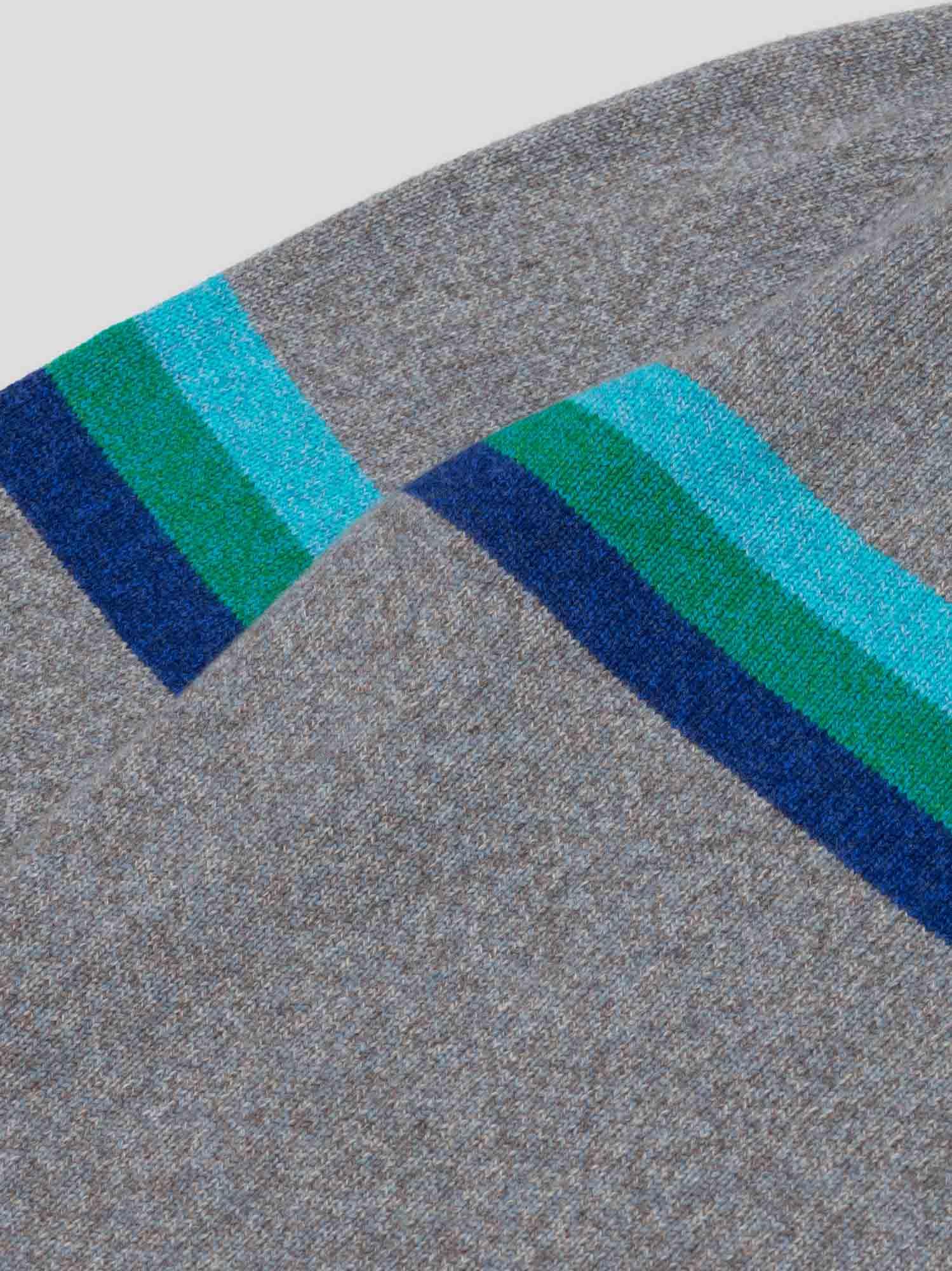 Mens Rip Tide Knitted Cashmere Polo Storm Sky Multi - Begg x Co