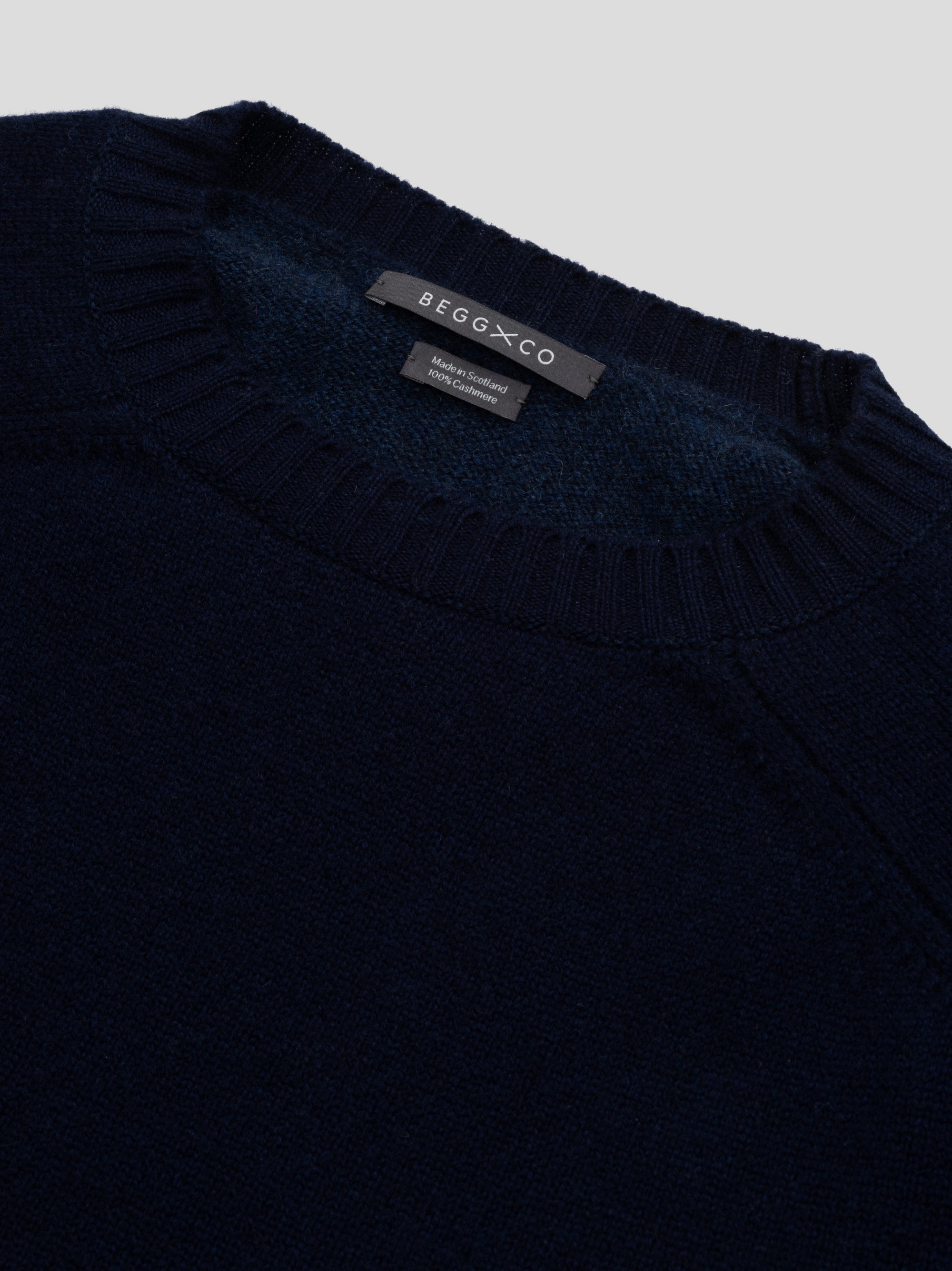 Mens Shadow Cashmere Crewneck Sweater Night Sky | Begg x Co