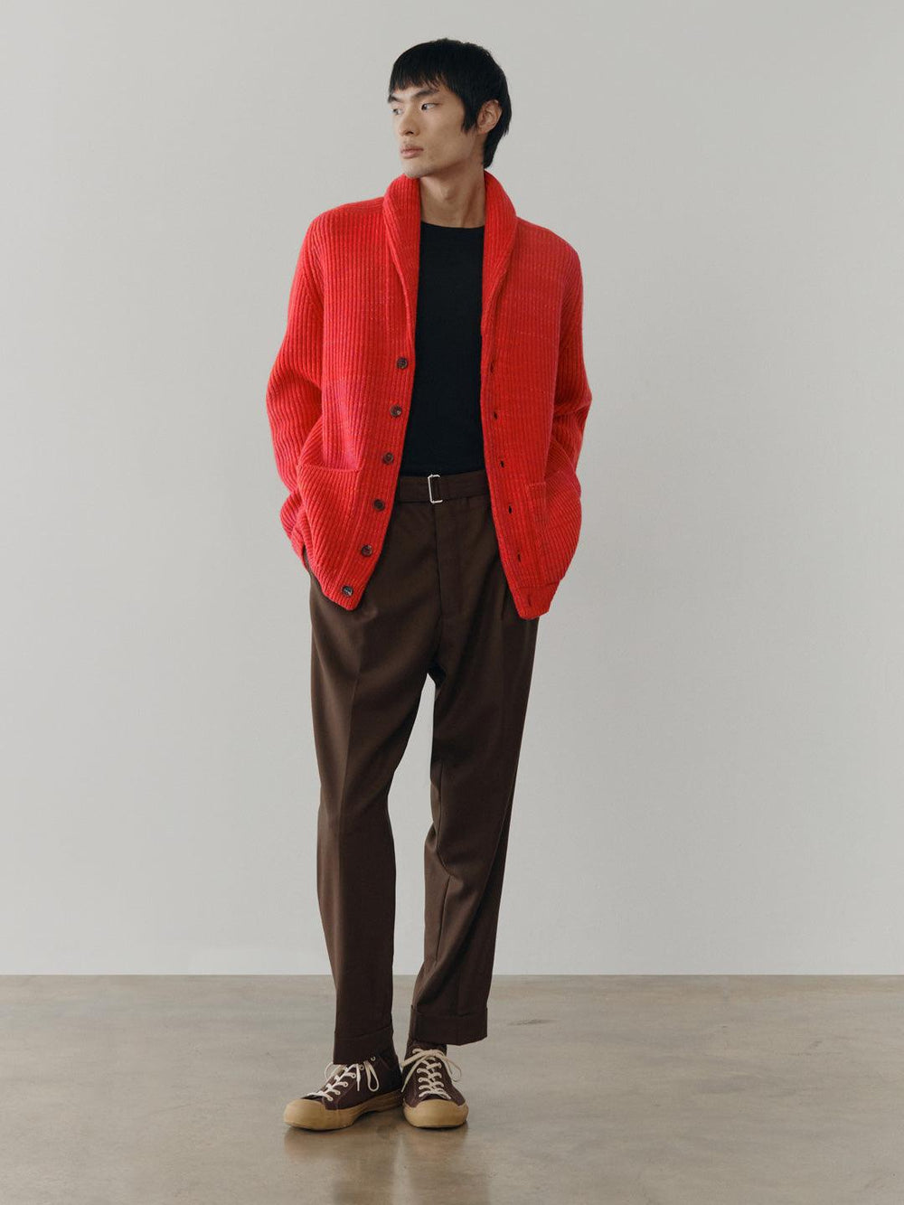 Mens Surfer Knitted Cashmere Cardigan Pink Sunset - Begg x Co