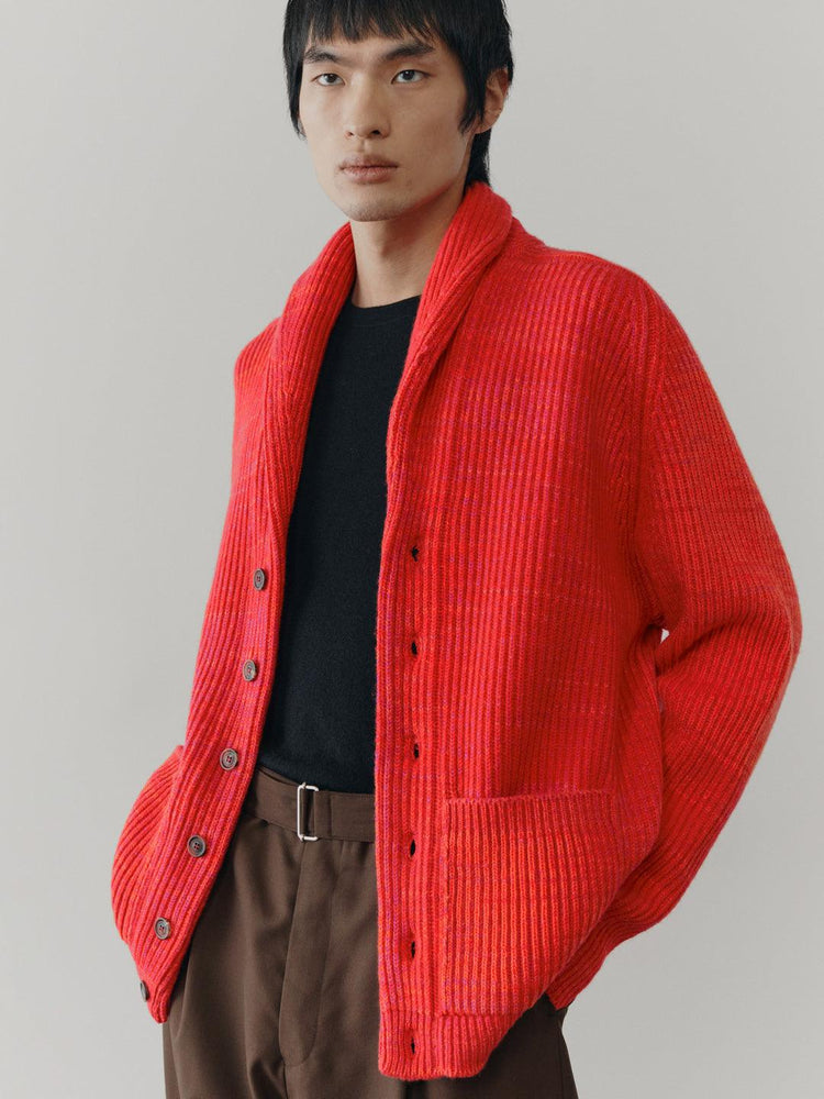 Mens Surfer Knitted Cashmere Cardigan Pink Sunset - Begg x Co