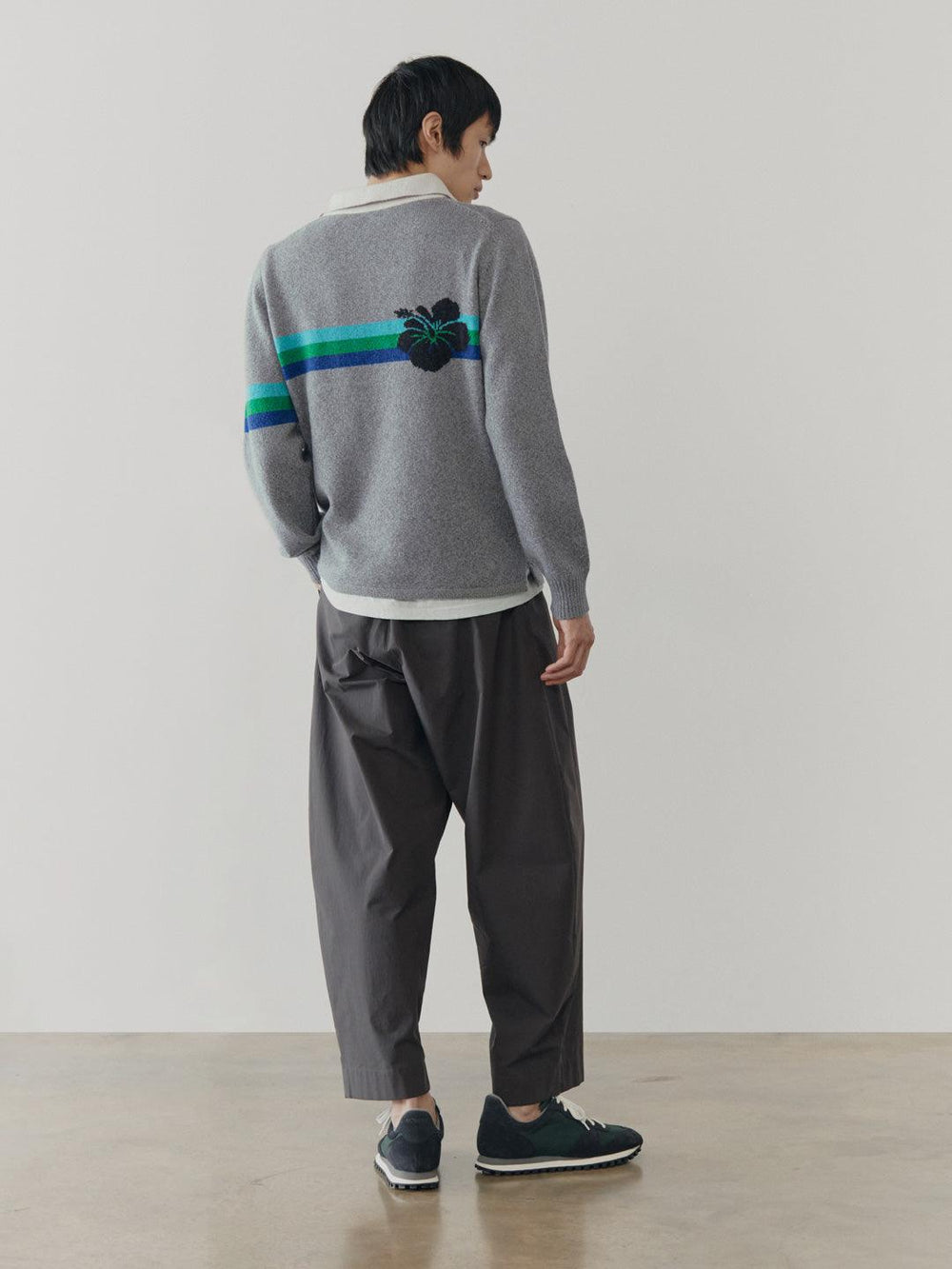 Mens Rip Tide Knitted Cashmere Polo Storm Sky Multi - Begg x Co