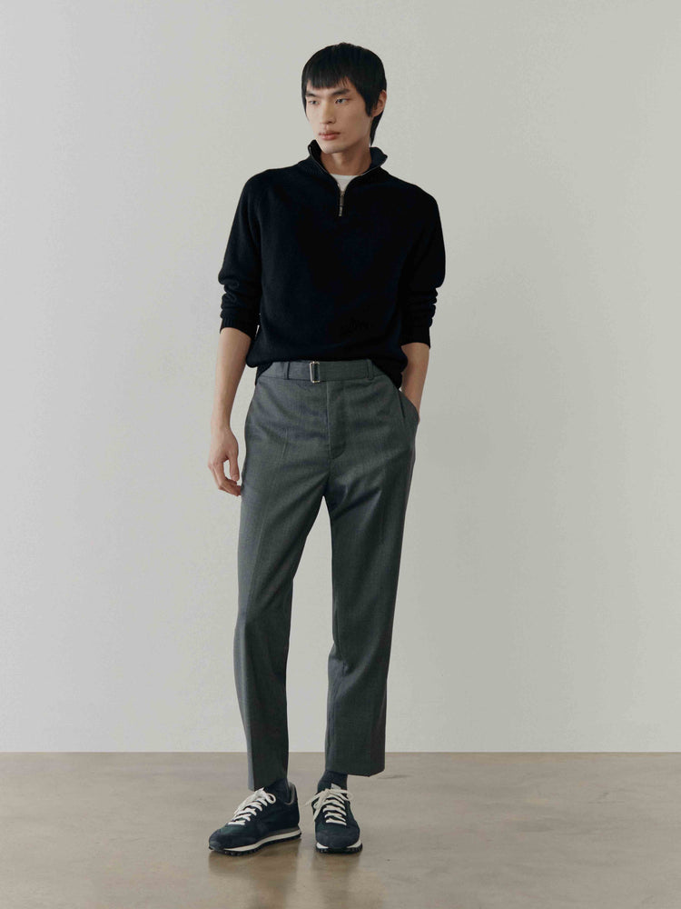 Mens Architect Zip Neck Cashmere Sweater Noir | Begg x Co