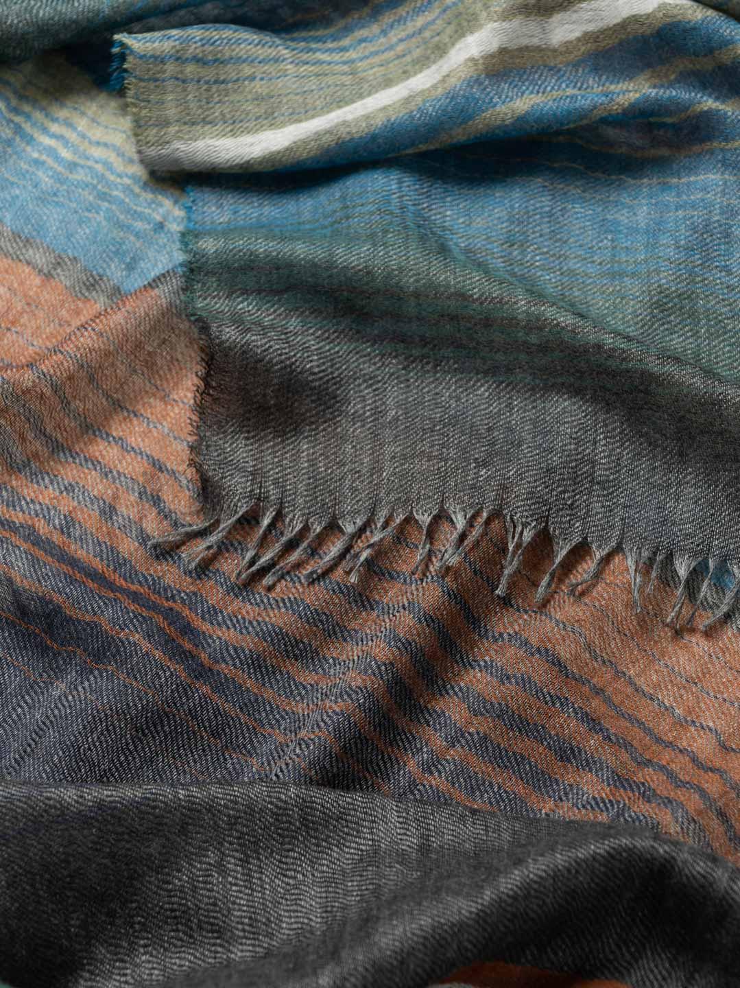 Women's Staffa Arizona Cashmere Silk Scarf Dark Teal Rust - Begg x Co