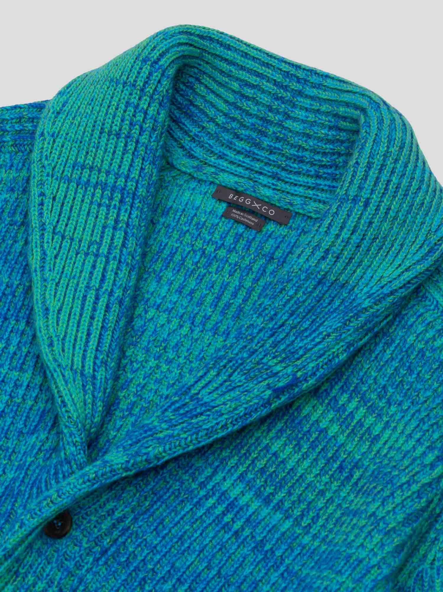 Womens Surfer Knitted Cashmere Cardigan Blue Lagoon - Begg x Co